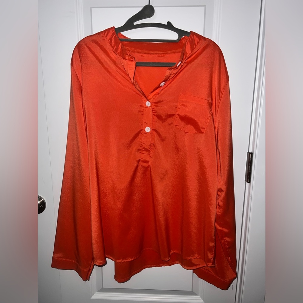 Orange half button down shirt
